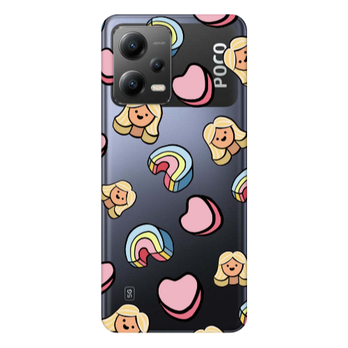 Xiaomi Poco X5 Girl rainbow and hearts Transparent Silicone TPU Θήκη