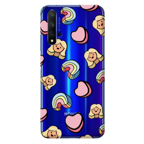 Huawei Nova 5 T Girl rainbow and hearts Transparent Silicone TPU Θήκη