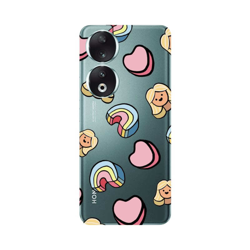 Honor 90 5G Girl rainbow and hearts Transparent Silicone TPU Θήκη
