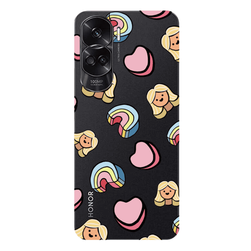 Honor 90 Lite 5G Girl rainbow and hearts Transparent Silicone TPU Θήκη