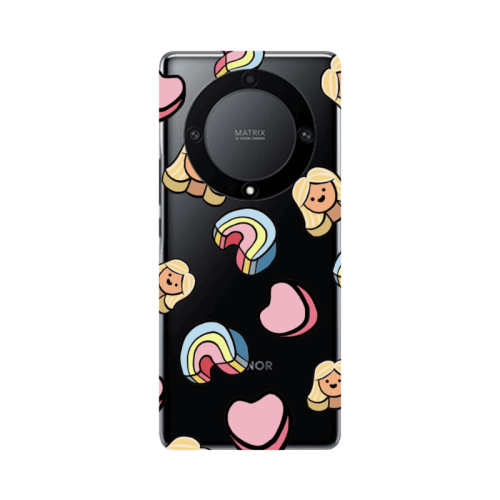 Honor Magic5 Lite 5G Girl rainbow and hearts Transparent Silicone TPU Θήκη