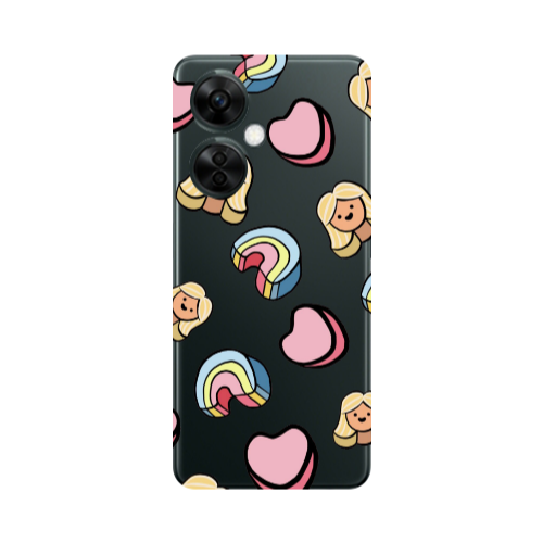 Oneplus Nord CE 3 Lite 5G Girl rainbow and hearts Transparent Silicone TPU Θήκη