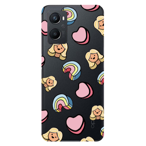 Oppo A 96 Girl rainbow and hearts Transparent Silicone TPU Θήκη