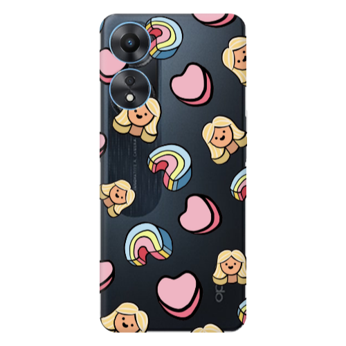 Oppo A 98 Girl rainbow and hearts Transparent Silicone TPU Θήκη