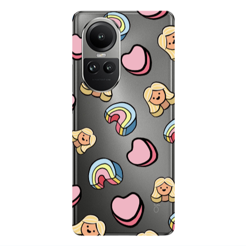 Oppo Reno10 5G Girl rainbow and hearts Transparent Silicone TPU Θήκη
