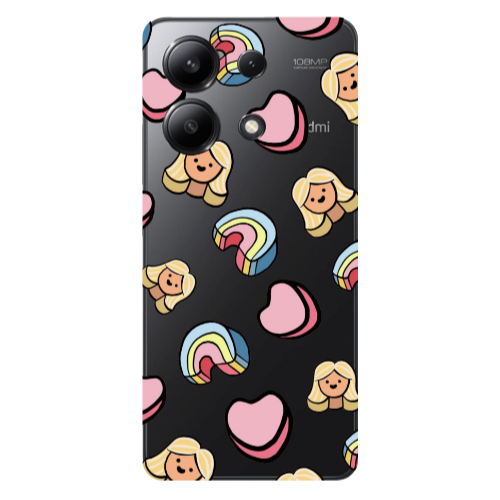 Xiaomi Redmi Note 13 4G Girl rainbow and hearts Transparent Silicone TPU Θήκη