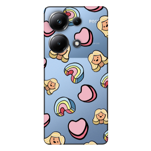Xiaomi Poco M6 Pro 4G Girl rainbow and hearts Transparent Silicone TPU Θήκη