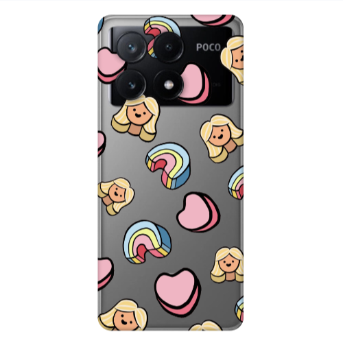 Xiaomi Poco X6Pro 5G Girl rainbow and hearts Transparent Silicone TPU Θήκη