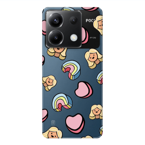 Xiaomi Poco X6 5G Girl rainbow and hearts Transparent Silicone TPU Θήκη
