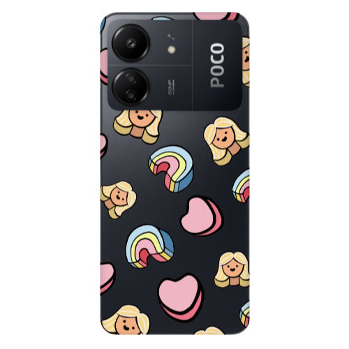 Xiaomi Poco C65 Girl rainbow and hearts Transparent Silicone TPU Θήκη