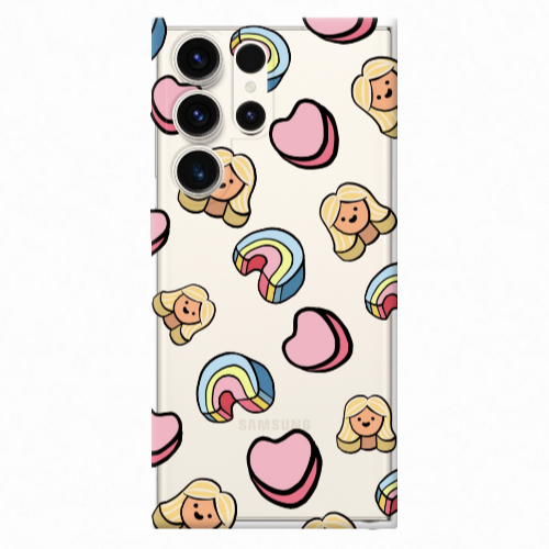 Samsung S24 Ultra Girl rainbow and hearts Transparent Silicone TPU Θήκη