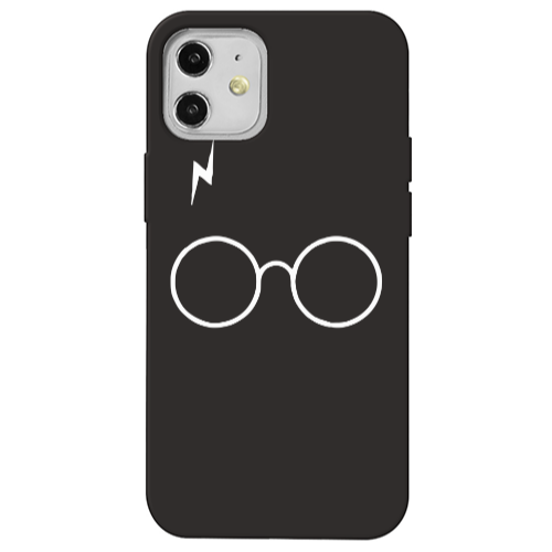 Apple iPhone 12 glasses Black Colored Silicone TPU Θήκη