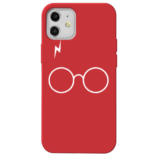 Apple iPhone 12 glasses Red Colored Silicone TPU Θήκη