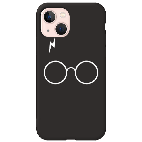 Apple iPhone 13 glasses Black Colored Silicone TPU Θήκη