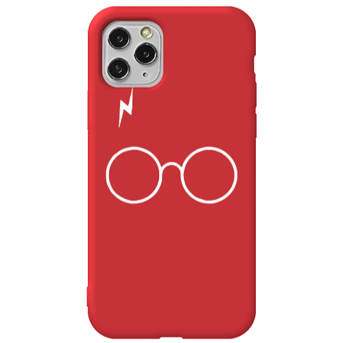 Apple iPhone 11 Pro Max glasses Red Colored Silicone TPU Θήκη