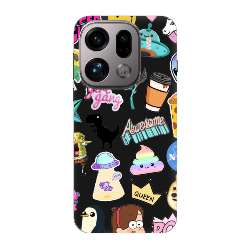 Oppo Find X9 Pro Cartoon queen Black Colored Silicone TPU Θήκη