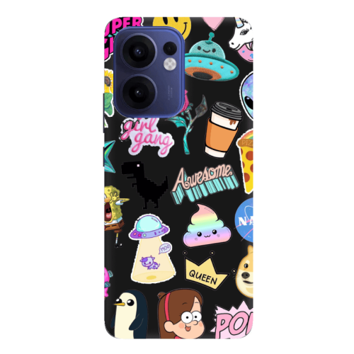 Oppo Reno 13 F Cartoon queen Black Colored Silicone TPU Θήκη