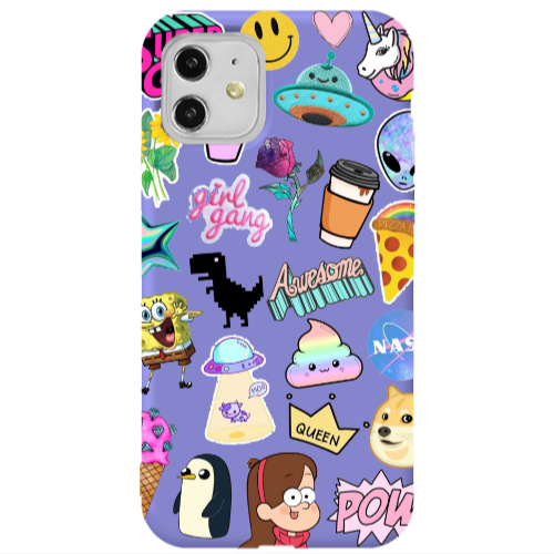 Apple iPhone 11  Cartoon queen Purple Colored Silicone TPU Θήκη
