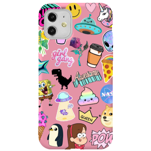 Apple iPhone 11  Cartoon queen Pink Colored Silicone TPU Θήκη
