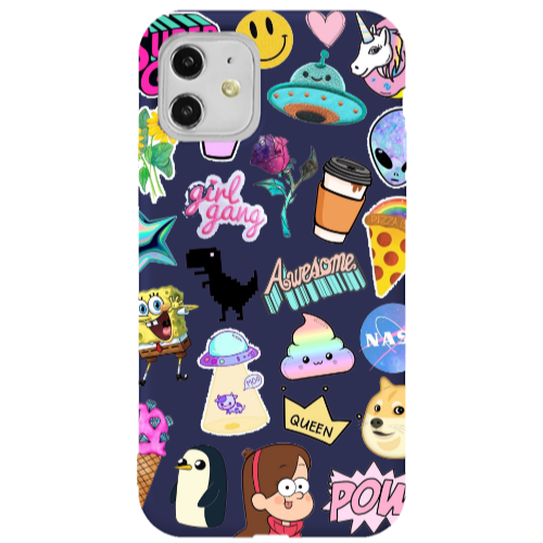 Apple iPhone 11  Cartoon queen Dark blue Colored Silicone TPU Θήκη