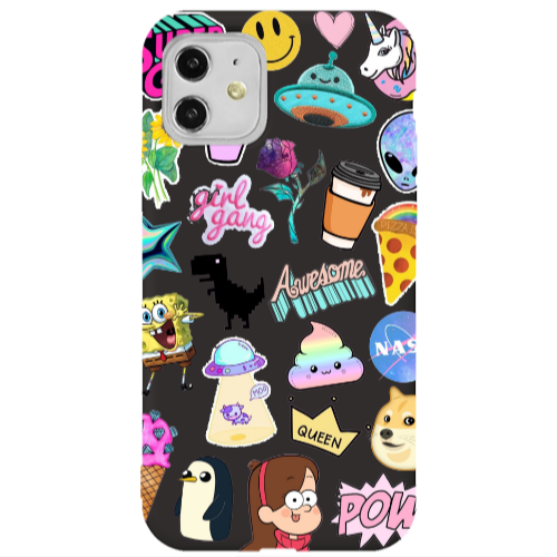Apple iPhone 11  Cartoon queen Black Colored Silicone TPU Θήκη