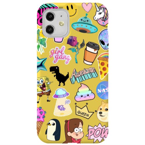 Apple iPhone 11  Cartoon queen Yellow Colored Silicone TPU Θήκη