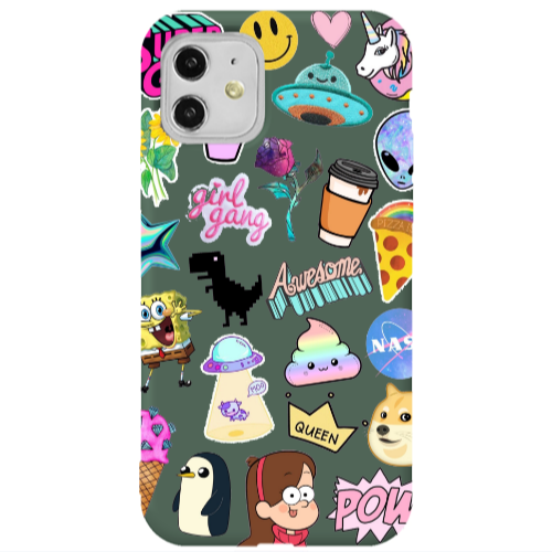 Apple iPhone 11  Cartoon queen Dark Green Colored Silicone TPU Θήκη
