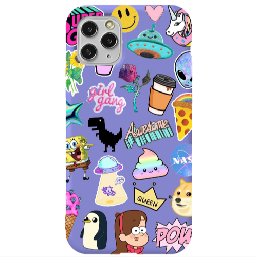 Apple iPhone 11 Pro Cartoon queen Purple Colored Silicone TPU Θήκη