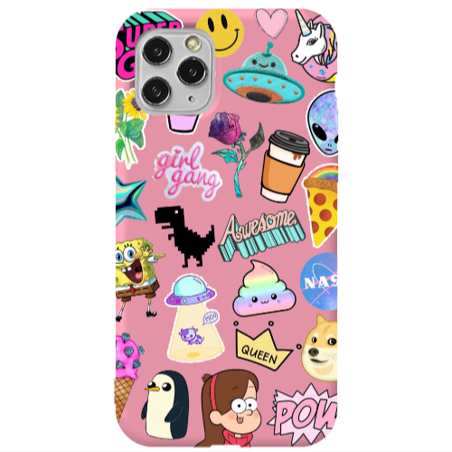 Apple iPhone 11 Pro Cartoon queen Pink Colored Silicone TPU Θήκη