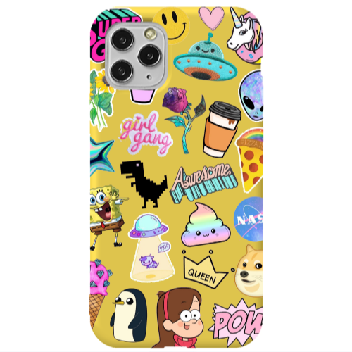 Apple iPhone 11 Pro Cartoon queen Yellow Colored Silicone TPU Θήκη