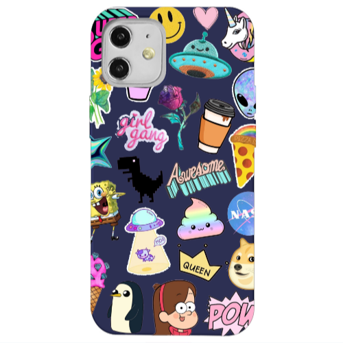 Apple iPhone 12 Cartoon queen Dark blue Colored Silicone TPU Θήκη