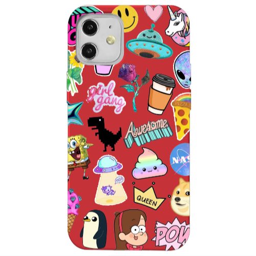 Apple iPhone 12 Cartoon queen Red Colored Silicone TPU Θήκη