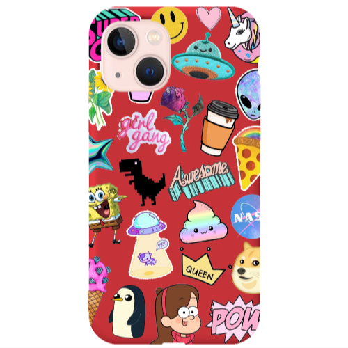 Apple iPhone 13 Cartoon queen Red Colored Silicone TPU Θήκη