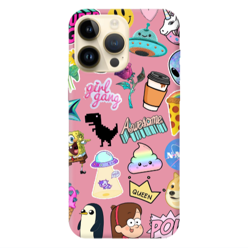 Apple iPhone 13 Pro Max Cartoon queen Pink Colored Silicone TPU Θήκη