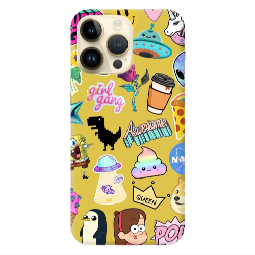 Apple iPhone 13 Pro Max Cartoon queen Yellow Colored Silicone TPU Θήκη