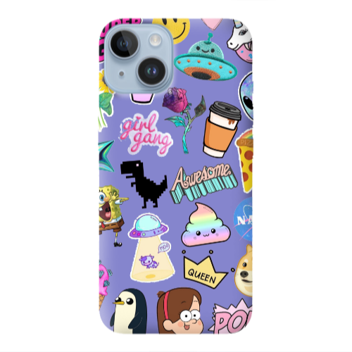 Apple iPhone 14  Cartoon queen Purple Colored Silicone TPU Θήκη