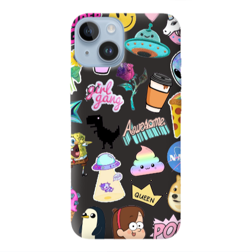 Apple iPhone 14  Cartoon queen Black Colored Silicone TPU Θήκη