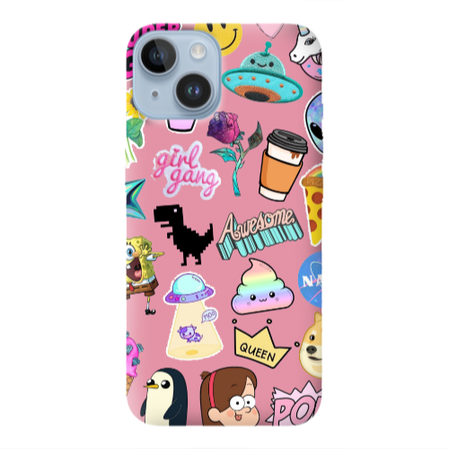 Apple iPhone 14 Plus Cartoon queen Pink Colored Silicone TPU Θήκη