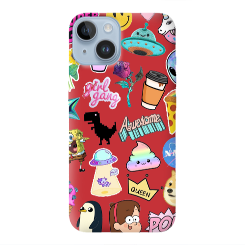 Apple iPhone 14 Plus Cartoon queen Red Colored Silicone TPU Θήκη