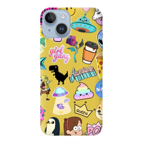 Apple iPhone 14 Plus Cartoon queen Yellow Colored Silicone TPU Θήκη