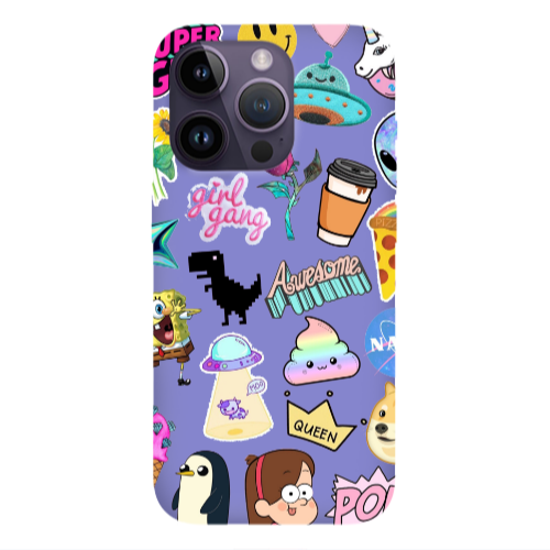 Apple iPhone 14 Pro  Cartoon queen Purple Colored Silicone TPU Θήκη