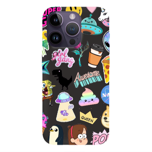 Apple iPhone 14 Pro  Cartoon queen Black Colored Silicone TPU Θήκη