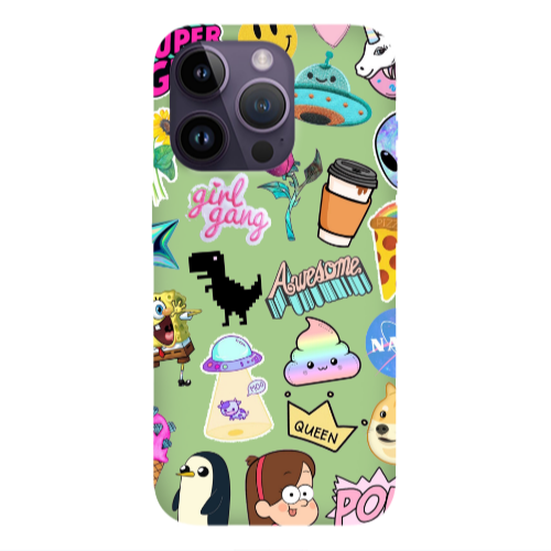 Apple iPhone 14 Pro Max Cartoon queen Light Green Colored Silicone TPU Θήκη
