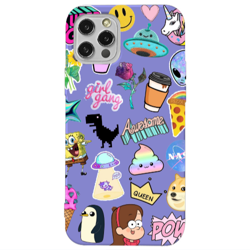 Apple iPhone 13 Pro Cartoon queen Purple Colored Silicone TPU Θήκη