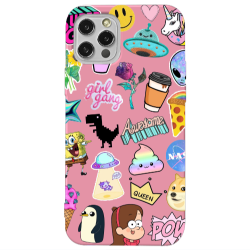 Apple iPhone 13 Pro Cartoon queen Pink Colored Silicone TPU Θήκη
