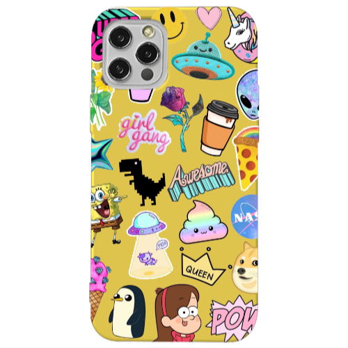 Apple iPhone 13 Pro Cartoon queen Yellow Colored Silicone TPU Θήκη