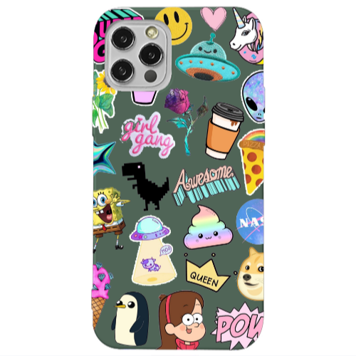 Apple iPhone 13 Pro Cartoon queen Dark Green Colored Silicone TPU Θήκη