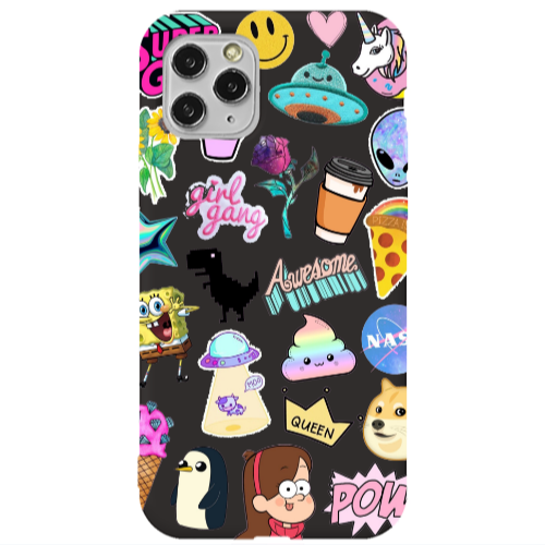 Apple iPhone 11 Pro Max Cartoon queen Black Colored Silicone TPU Θήκη