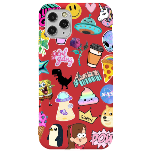 Apple iPhone 11 Pro Max Cartoon queen Red Colored Silicone TPU Θήκη