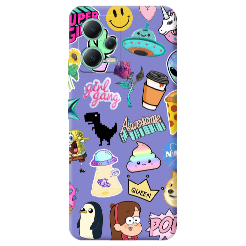 Xiaomi Redmi Note 12 Pro 5G Cartoon queen Purple Colored Silicone TPU Θήκη